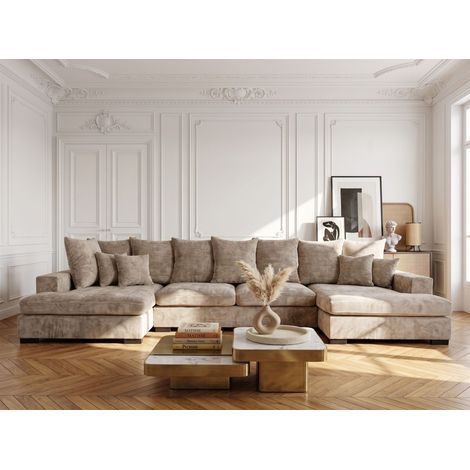 Wohnlandschaft mit Schlaffunktion BENICIO Sofa in Stoff Flow Beige (1/5)
