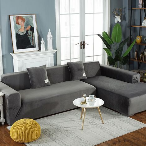 Housse de Canapé d'angle avec Accoudoirs Housse de Canapé Canapé de Protection Extensible en Forme de L (Canapé d'angle en Forme de L, Veuillez Acheter Deux Pièces)-Navy Single 90-140cm (1/3)