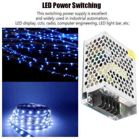 DEESSE SHOP-Adaptateur de pilote d'alimentation DC5V en alliage d'aluminium alimentation à découpage équipement LED transformateur Reulated(S-25-5(5V/5A/25W)AC100-240V) (1/5)