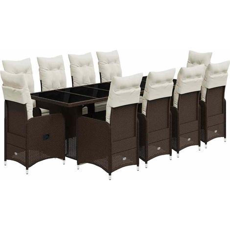 Maison Exclusive - 11-tlg. Garten-Bistro-Set mit Kissen Braun Pol (1/5)