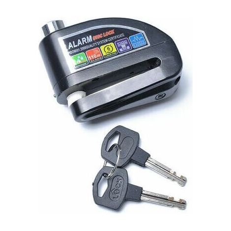 Antivol Moto Bloque Disque avec Alarme de 110dB, Antivol Scooter Bloc Disque Moto Alarme pour Moto/Vélo/Scooter, , 2 Clés , Noir (1/5)