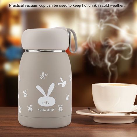 Isolierte Edelstahl-Trinkflasche mit niedlichem Hasenmotiv, Thermoskanne für Kaffee, 500-ml-Edelstahlbecher, Flasche für heiße und kalte Getränke, wiederverwendbarer Reisebecher (1/3)