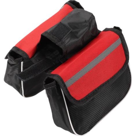 Sacoche de cadre de vélo - Sacoche avant imperméable en nylon pour VTT - Compatible avec vélos de route et VTT - Porte-bagages avant (Unique rouge) (1/5)