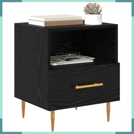 882079 Table de chevet Noir 40 x 35 x 47,5 cm Bois d'ingénierie (1/5)