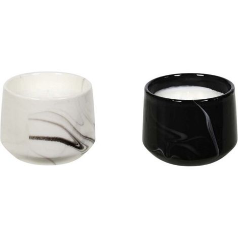 Bougie parfumée pot en dolomite effet marbre (Lot de 2) 8 x 11 cm (1/5)