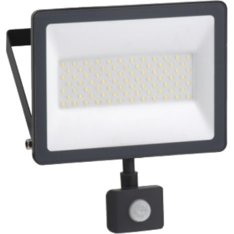 Projecteur LED 50W 221x215x31mm noir 5000lm lumière froide 6500K avec capteur 180° 230V étanche IP44 Mureva Light