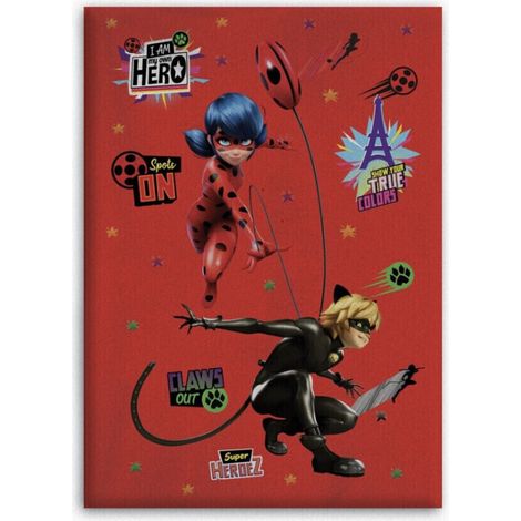 Plaid Miraculous Ladybug - Motifs Miraculous sur fond rouge (1/2)