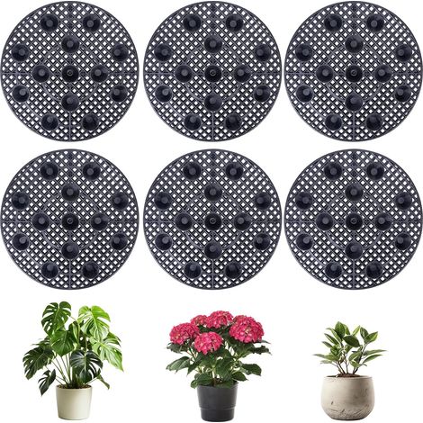 Lot de 6 Élévateurs Pot Fleurs Maille Pad de 40cm Tapis Ronde Drainage Plastique Grille Drainage Décoration Jardin Terrasse Jardin (1/5)