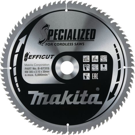 Lama troncatrice Makita per legno diametro 305 mm x 30 mm 80 denti B-67315