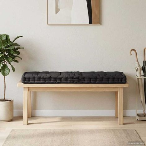 Coussin de plancher de palette Coton 120x40x7 cm Noir (1/5)