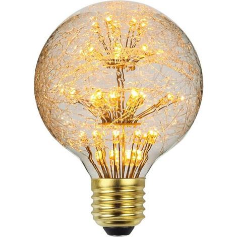 Ampoule LED vintage RGB feu d'artifice Edison ampoule G95 3 W 220/240 V E27 ampoule décorative (feu d'artifice en fibre de verre G80)