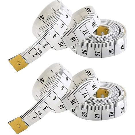 Mètre ruban double face (lot de 2) pour la prise de mesures et la couture, ruban en fibre de verre flexible, 150 cm / 60 pouces - Lot de 2