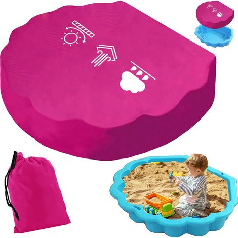 100 x 100 x 15 cm Housse de Protection Bac a Sable Coquillage, Couverture Imperméable mit Sac de Rangement, Étanche Auvent,pour Bac a Sable Enfant Exterieur Piscine Coquillage(Rose) (1/5)
