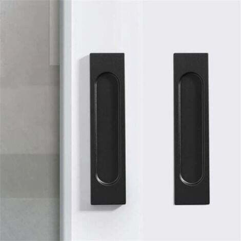 2 Pieces Black Self-Adhesive Sliding Door Handles, Furniture Handles without Drilling (1/5)
