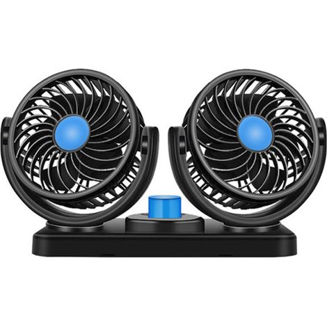 Ventilador de coche de doble cabezal con rotación de 360°, 2 velocidades, 12 V CC, alta potencia, bajo nivel de ruido, para SUV y furgonetas.