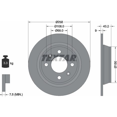 Lot de 2 Disques de frein Textar 92048500 SAAB 8951543 8968588 8970717