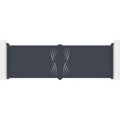Casanoov – Portail battant aluminium 392cm H.126 gris anthracite – Résistant à la corrosion – Motif 'Nature' – Kit à monter soi-même