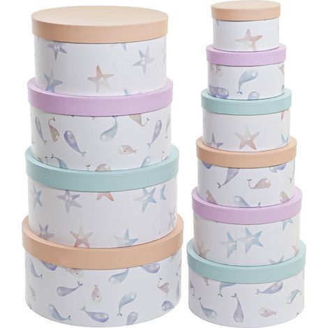 Boîte de rangement marine pour une touche déco chic - Bleu ciel aux motifs marins délicats