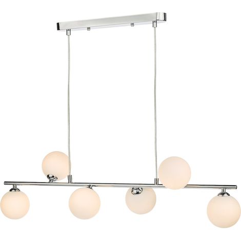 Dar Spiral Plafonnier suspendu à 6 lumières, chrome poli, verre opale (1/2)