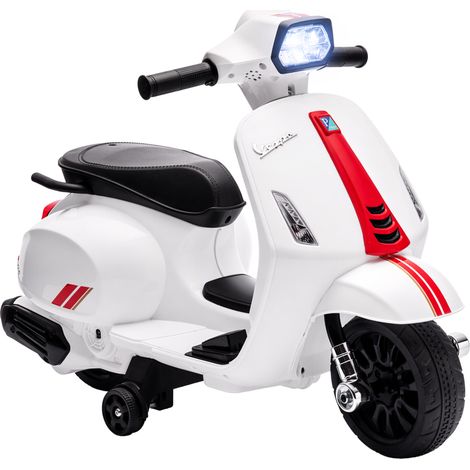 Moto électrique pour enfants de 2 à 4 ans avec batterie 6V, phare, klaxon et petites roues, blanche (1/5)