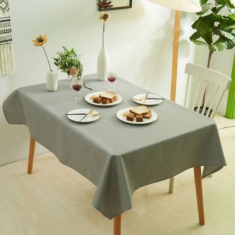 Nappe Lisse, Nappe de Table Rectangulaire Antitache Effet Lotus, Linge de Table Légèrement Déperlant, Gris, 140x200cm (1/5)