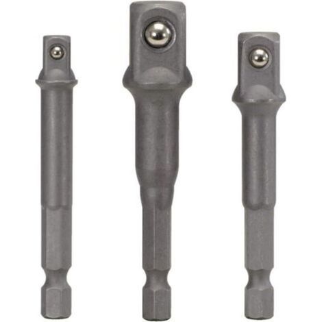 Jeu de 3 adaptateurs porte-douilles - 6 pans - 1/4" - 3/8" - 1/2"-Crezuo (1/4)