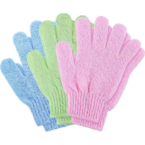 6 guanti esfolianti per il corpo, guanti scrub per il corpo, guanti esfolianti per il corpo, salvietta esfoliante, detergono e purificano la pelle e rimuovono le cellule morte, con o senza sapone nero (1/5)