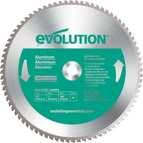 Evolution Aluminium Cutting Chop Saw Blade 355 x 25.4mm x 80T