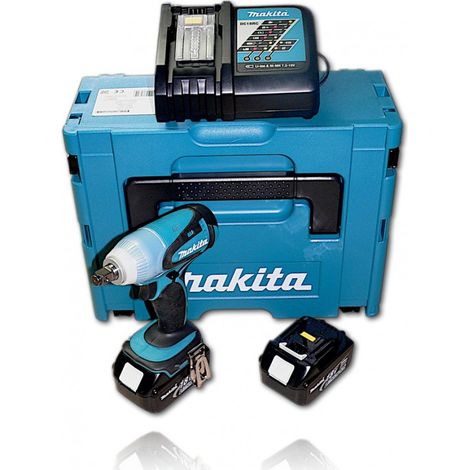 Llave de impacto sin cable Makita BTW 251 RFJ 18V 230Nm con 2 baterías de 3,0 Ah y cargador en MAKPAC 2
