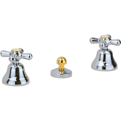 Rubinetto 3 fori per bidet in colore cromo oro erogazione dalla ceramica Gattoni Calypso 1114150CD Cromo/Oro