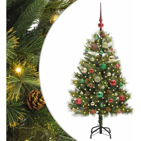 Sapin de Noël artificiel, branches et pommes décoratives flexibles, 120 cm (1/5)