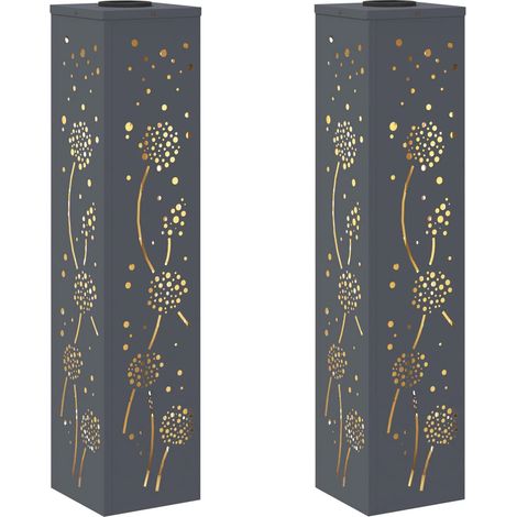 Set di 2 lampade da giardino solari dal design moderno 18 x 18 x 80 cm in acciaio antracite 020052589
