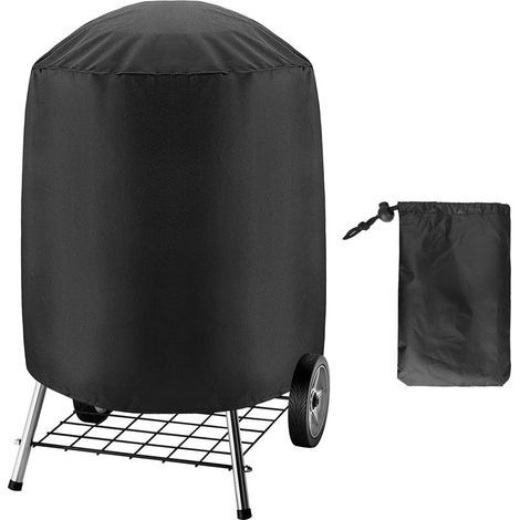 Kettle BBQ Grill Cover, 420D Heavy Duty Waterproof Charcoal Grill Cover for Weber Kettle Smoker, Outdoor Round BBQ Covers, 24" D x 28.5" H (1/5)