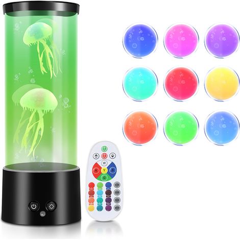 Wolketon LED méduse veilleuse lampe de lave lampe de table chambre créative RGB Artificielle