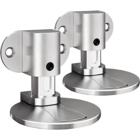 Lot de 2 butoirs de porte magnétiques invisibles et réglables, avec fixation par ruban adhésif double face 3M ou par vis, adaptés à différents types de portes (argenté).