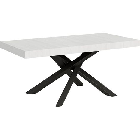 Tavolo Allungabile 200-304x90x77 cm Volantis Bianco Frassino Telaio Antracite (1/5)