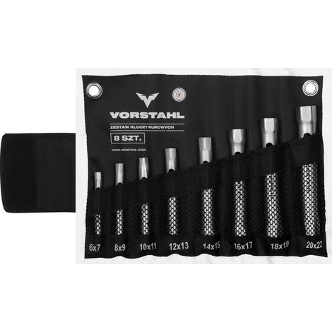 Jeu de clés à tubes pour tuyaux en acier au chrome-vapeur (8 pièces) 6 - 22 mm Vorstahl (1/4)