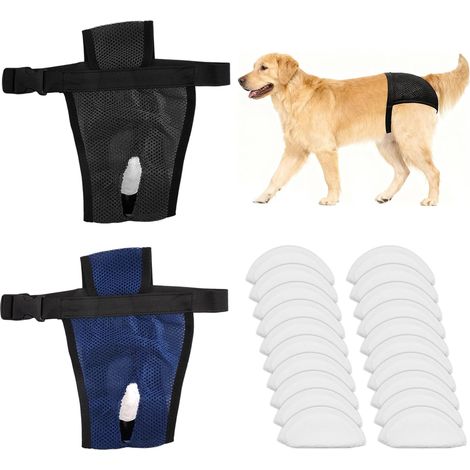2 Pièces Culotte pour Chiennes en Chaleur,avec 20 Serviettes Hygiéniques Culotte Chiennes Chaleurs,Couche pour Chien Femelle,Culottes Menstruelle Chien Femelle,Lavable et Réutilisable (XL 50-59cm) (1/5)