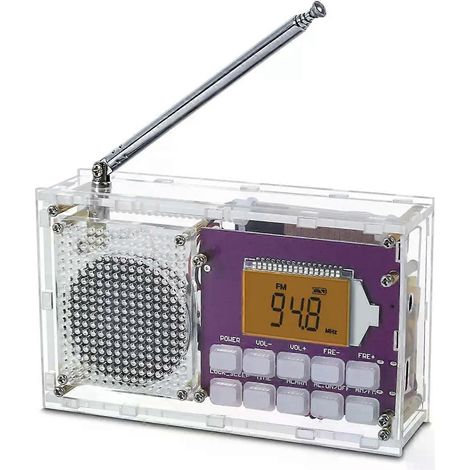 Kit de radio numérique à monter soi-même avec horloge, FM 87-108 MHz et écran LCD, idéal pour l'apprentissage des sciences, technologies, ingénierie et mathématiques (STEM). (1/4)