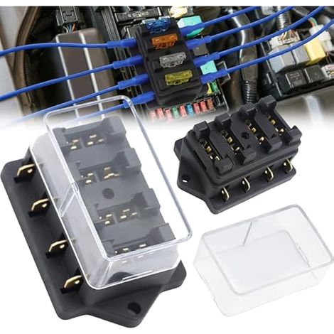 Porte Fusible 12v à 4 Voies: 2 Pièces Boite a Fusible 12V avec 4 Fusibles 5 A/10 A/15 A/20 A pour DC 12 V/24 V Voiture Bateau Camion VAN SUV Véhicule Marin (1/5)
