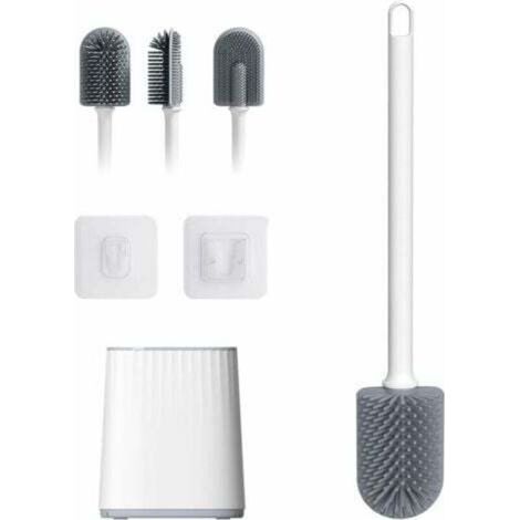 Brosse Toilette Silicone Plate Balayette WC Antibactérienne Brosse WC avec Support de Séchage Rapide, (1/5)