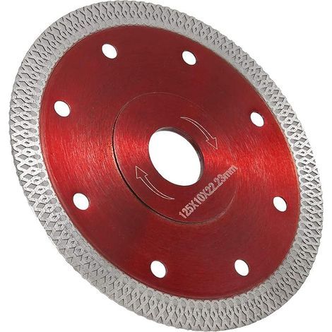 Disque diamant 115 mm fin professionnel coupe à sec et coupe à humide pour grès porcelaine, granit, céramique, quartzite, marbre., rouge (1/5)