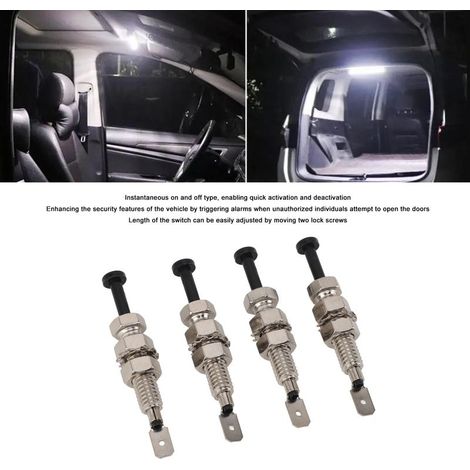 Interrupteur de Porte Magnétique Ajustable 12V pour Alarme de Capot - Interrupteur Instantané Chrome Alliage Métal pour Plafonnier Chassis Coffre (1/5)