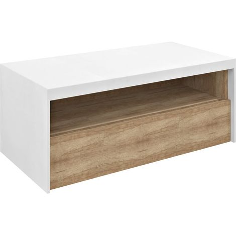 VIERA Meuble sous-vasque 100x44x50cm, blanc mat/Chêne Alabama (1/5)