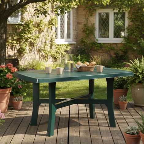 Dmora Table d'extérieur rectangulaire, Made in Italy, couleur verte, Dimensions 88 x 72 x 138 cm