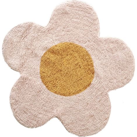 Tapis enfant marguerite en coton tufté rose 80x80cm – Certifié OEKO-TEX – Doux et résistant pour espace de jeu – Future Home (1/5)