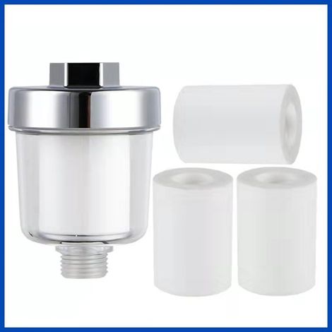 Filtre de douche avec 3 cartouches remplaçables, purificateur d'eau efficace pour éliminer les impuretés, adapté au robinet ou à l'eau potable (1/5)