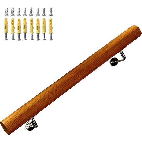 Pasamanos de Madera para escaleras Interiores Pasamanos de Escalera de Pared para el hogar, baño, Pasillo, terraza, barandillas de escaleras con Soportes de Acero Inoxidable, pasamanos (Size : 30cm)