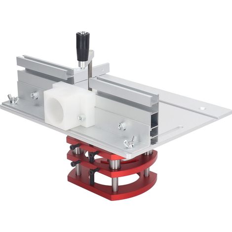 Plateau de table de levage pour défonceuse avec plaque supérieure, pour le travail du bois (rainurage, ébavurage, chanfreinage), couleur argent. (1/5)
