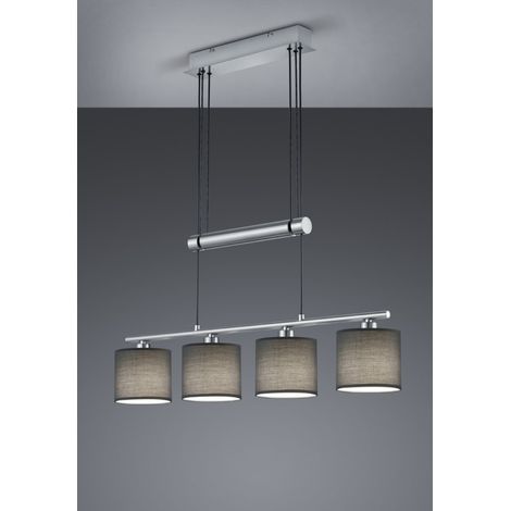 Aufhängung Garda Nickel 4 graue Lampenschirme aus Stoff L77 cm Trio Lighting (1/5)